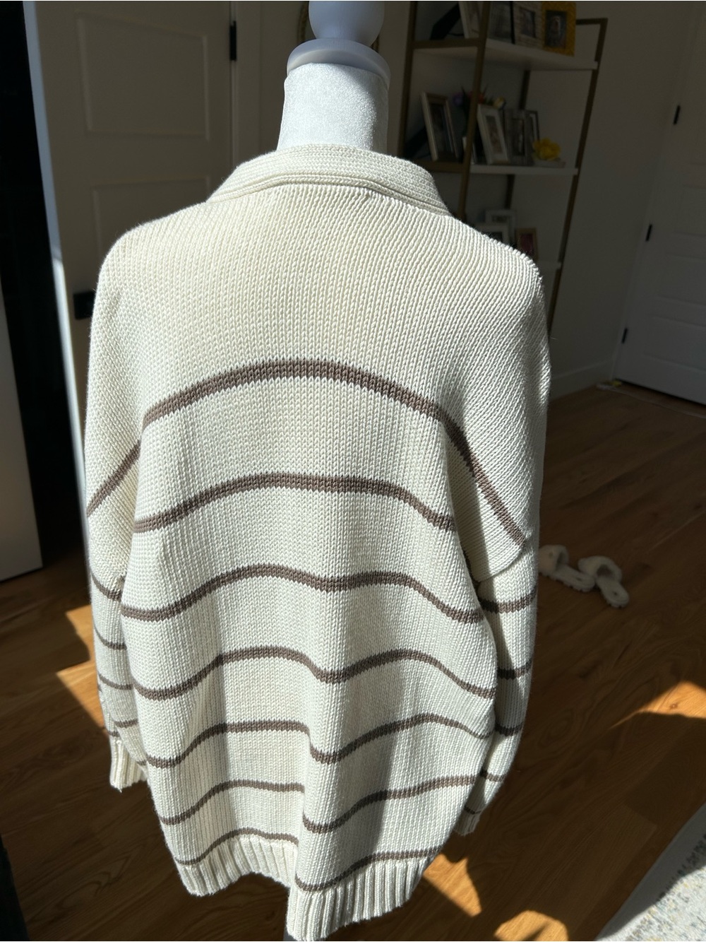 Jenni Kayne Cream Cardigan with Taupe Stripes. Worn once perfect condition. - Picture 4 of 6